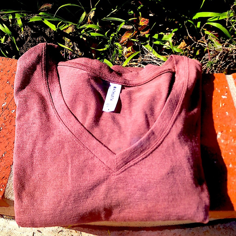 ๐ซGifted Athleta soft v neck t shirt in mauve dusty brown pink soft modal sz S - Picture 8 of 8